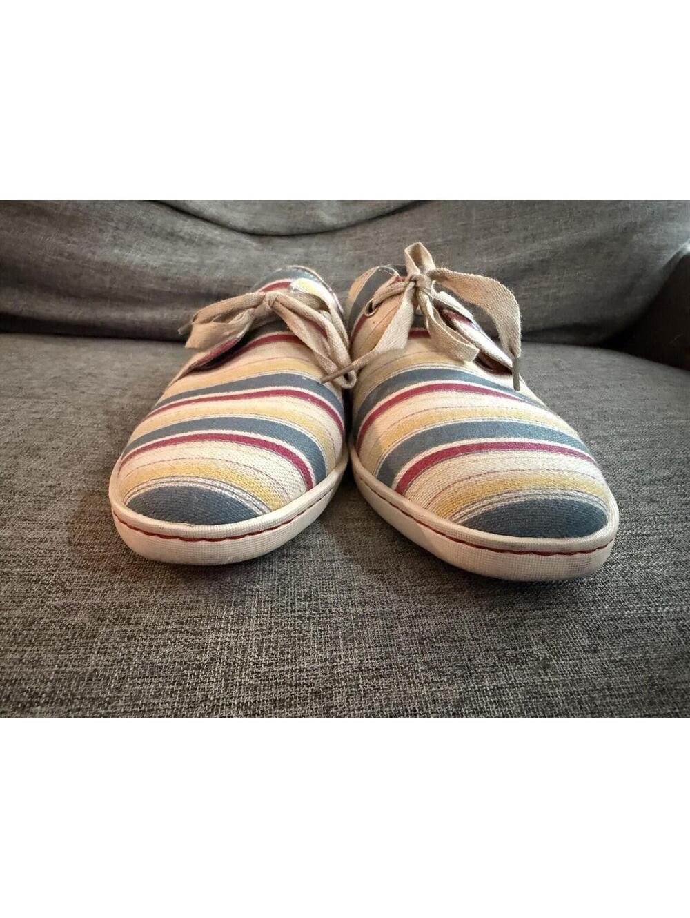 Born Hand Crafted Footwear Womens 10 Canvas Lace Up Oxford Flat Multi Stripe - Picture 3 of 12